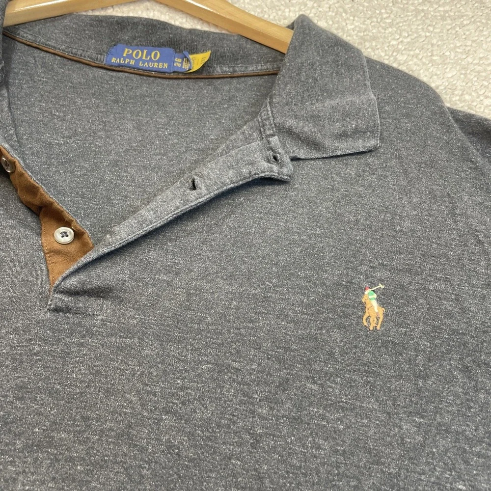Polo Ralph Lauren Polo Mens 4XB Gray Long Sleeve Jersey Classic Pony Logo Shirt